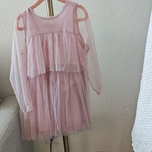Zara girls sheer sleeve sparkle ruffle dress